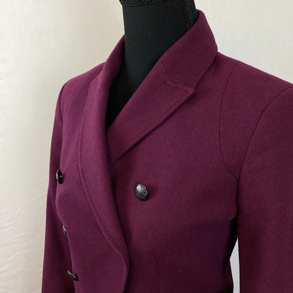 SOLD! Banana Republic Double Breasted Plum Wool Blend Military Jacket - Picture 2 of 13